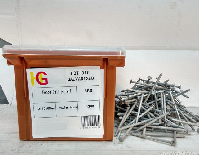 KBAO Fence Paling Annular Groove Nail - HD Galv LGFE315060AG5KG 3.15 x 60mm GFE315060AG5KG