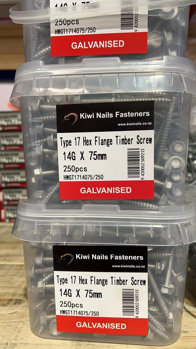 Hex head HWF T17 Screw 250pcs Ruspert 14gx75mm