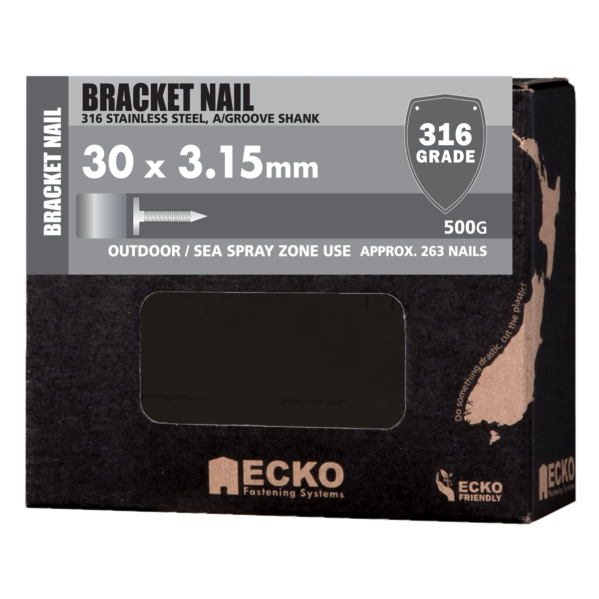 Bracket Nail SS316 A/Groove 30x3.15 (500G)