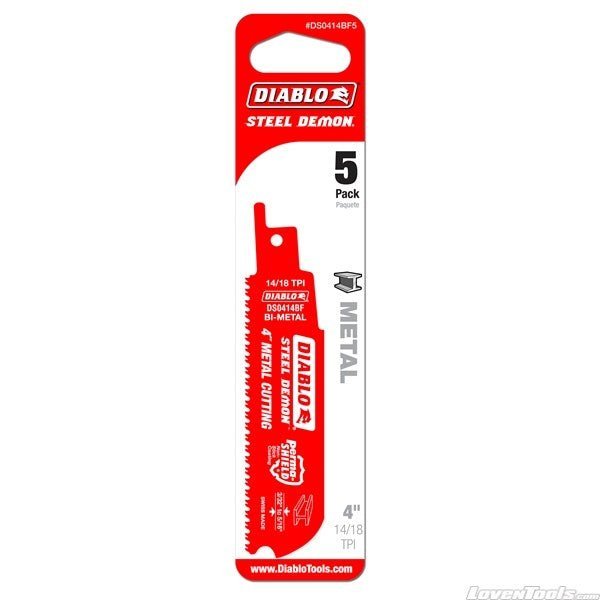 DIABLO 4" Steel Demon Bi - Metal Recip Blade for Metal (3/32" to 5/16") DS0414BF5 - Lovens Building Supplies
