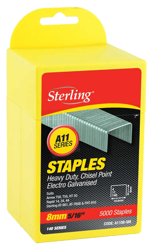 Sterling 140 Series Plastic Box Staples 8mmx5000 - Lovens Building Supplies