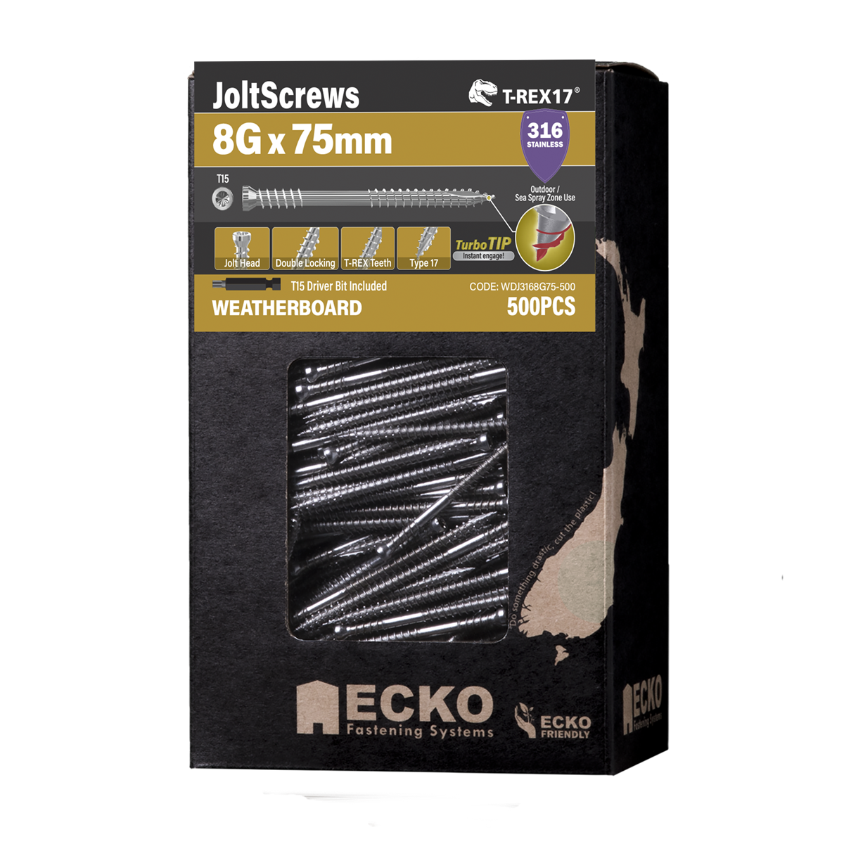 WinDoor JoltScrews SS316 8Gx75 T-REX17 (500)