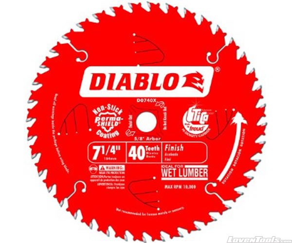 DIABLO 7-1/4 IN. X 40 TOOTH FINISH SAW BLADE D0740X