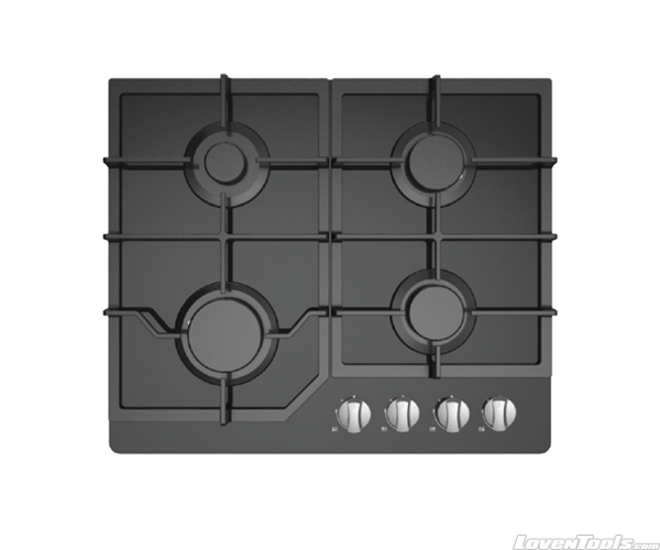 Midea 60G40ME084-GFT 60cm black glass gas hob with wok (3.6kw) 60G40ME084-GFT