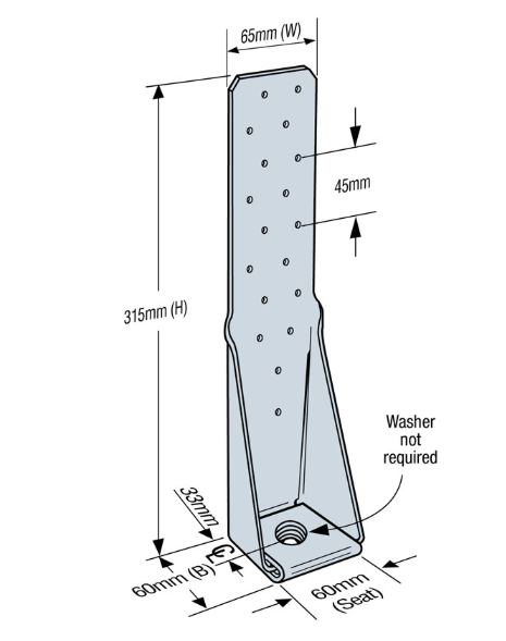 Tension tie, 64x406mm, Galv.