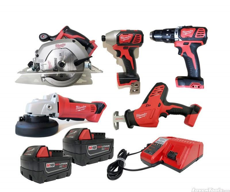 Milwaukee 18V 5.0Ah Cordless 5-Tools Combo Kit 2695-25