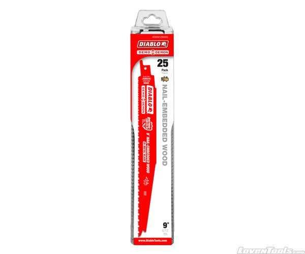 DIABLO 9" Demo Demon Bi-Metal Recip Blade for Nail Embedded Wood 25pc DS0912BW25