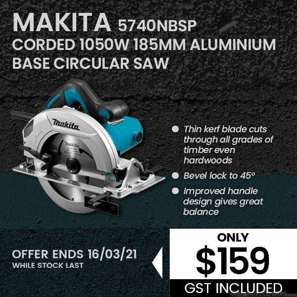 Makita Corded 1050W 185mm Aluminium Base Circular Saw 5740NBSP/HS7600SP