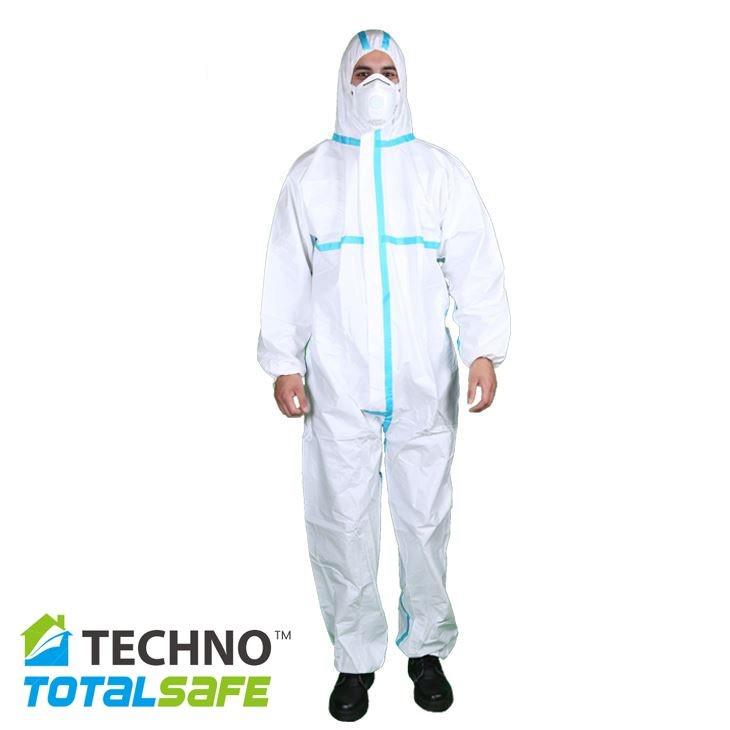 Total Safe Disposable Sealed Microporous Coverall White Size L - 3XL