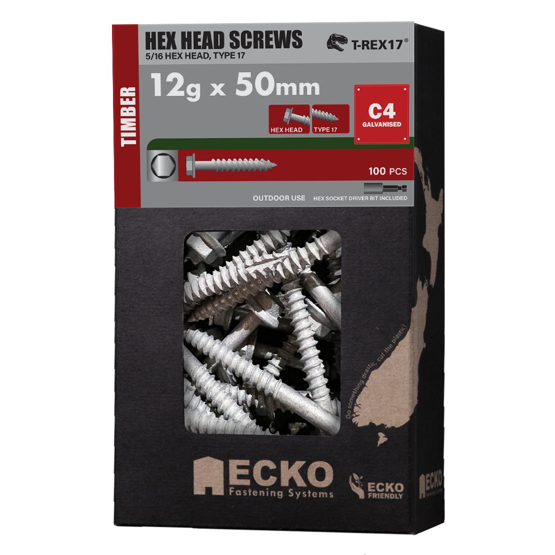 ECKO HEX T17 SCREW C4 12Gx50 (100)
