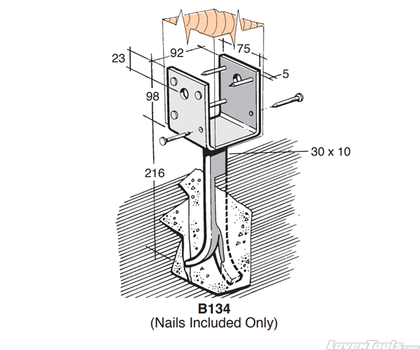 BOWMAC POST AND BEARER BRACKETS B134(Nails Included Only)