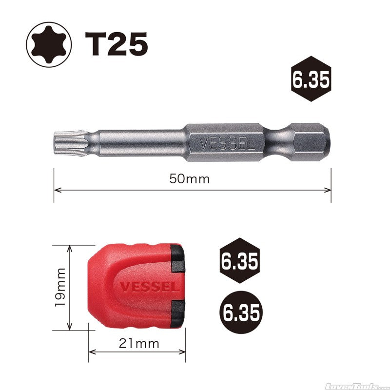 Neck Torsion Power Bits with MAG Enhancer T25 50mm 10PC Tic Tac MGETX2550P10T