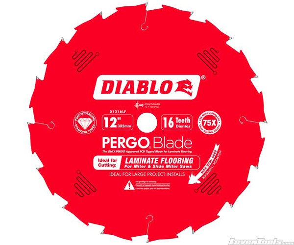 DIABLO 12 in. x 16 Tooth (PCD) Laminate Flooring PERGO Blade D1216LF