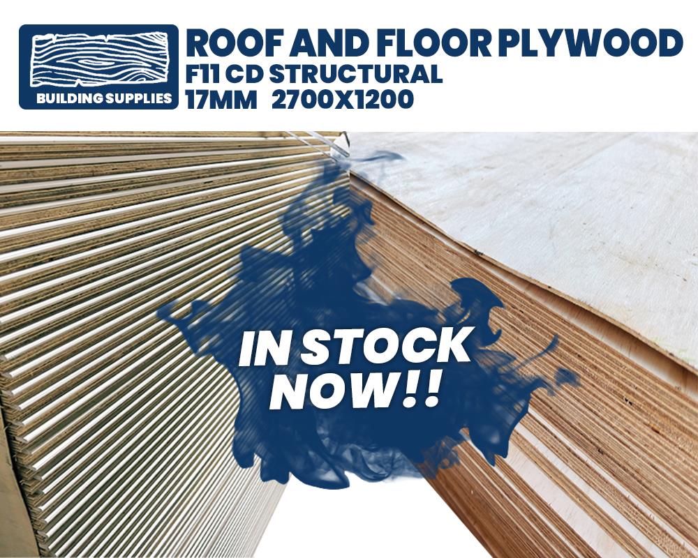 Structure Roofing Plywood 2700mm x 1200mm x 15mm Untreated F11 CC T&G