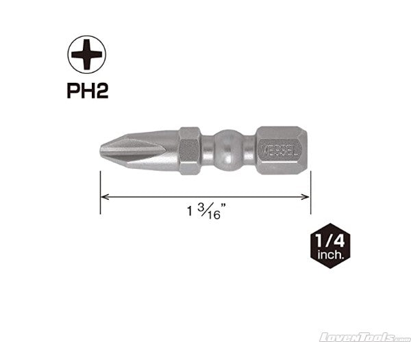 Impact Ball Torsion Bit PH2 30mm 2PC Carded 426516 IBPH230P2