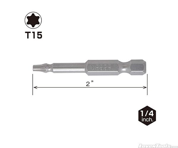 Neck Torsion Power Bits T15 50mm 2PC Carded NTTX1550P2